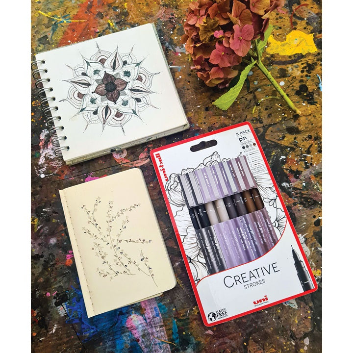 Σετ μαρκαδόρων UNI PIN fineliner Creative Strokes 8 τεμ.