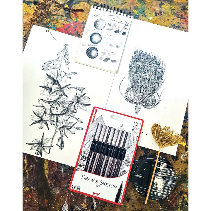 Σετ μαρκαδόρων UNI PIN fineliner Draw and Sketch 8 τεμ.