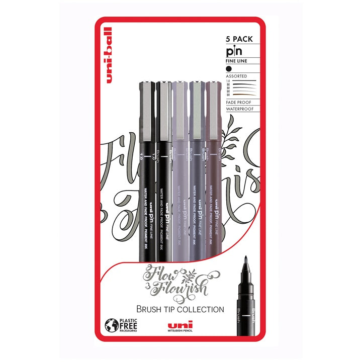 Σετ μαρκαδόρων UNI PIN fineliner Flow and Flourish 5 τεμ.