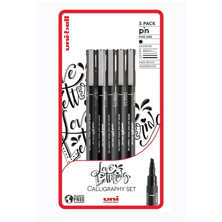 Σετ μαρκαδόρων UNI PIN fineliner Love Lettering 5 τεμ.