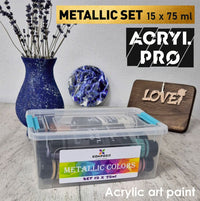 Σετ μεταλλικών ακρυλικών χρωμάτων ACRYL PRO Kompozit 15x75 ml