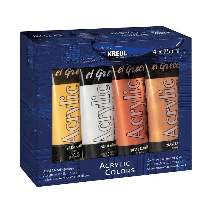 Σετ μεταλλικών ακρυλικών χρωμάτων El Greco  Kreul - сет 4 x 75 ml