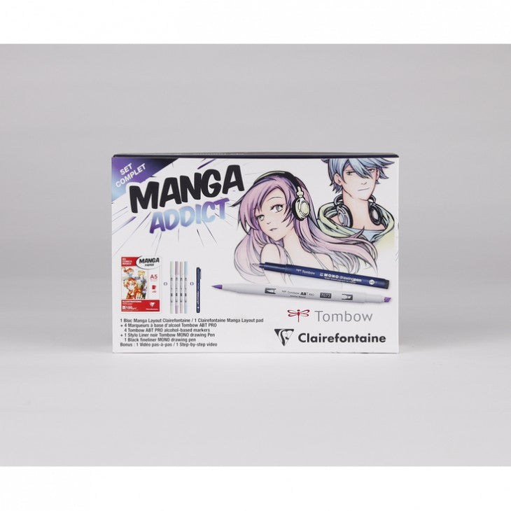 Σετ σχεδίου για manga CLAIREFONTAINE Manga Addict Tombow A5 - 50 φύλλα