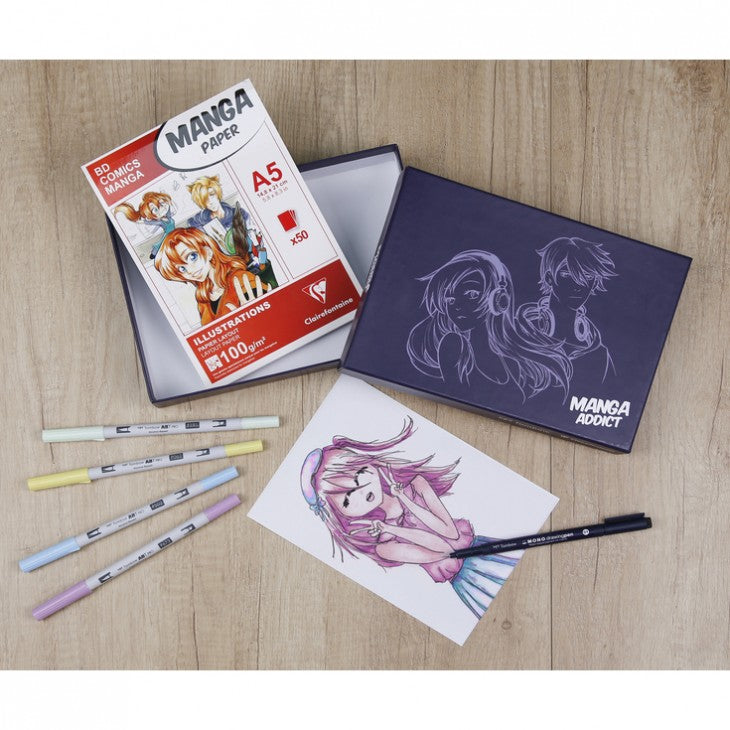 Σετ σχεδίου για manga CLAIREFONTAINE Manga Addict Tombow A5 - 50 φύλλα