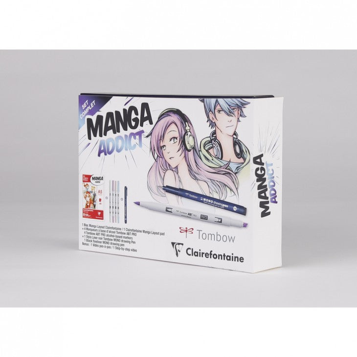 Σετ σχεδίου για manga CLAIREFONTAINE Manga Addict Tombow A5 - 50 φύλλα