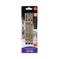 Σετ τεχνικά πενάκια Sakura Pigma Micron - 3 τεμάχια / μαύρα