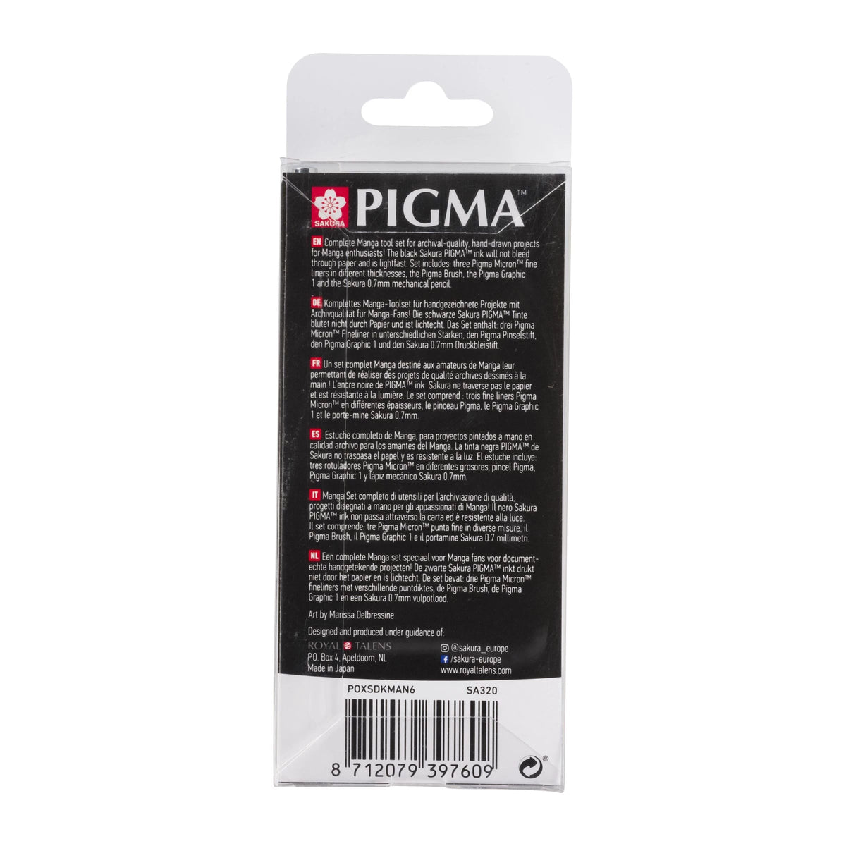 Σετ τεχνικά πενάκια Sakura Pigma Micron Manga - σετ 6 τεμαχίων μαύρο