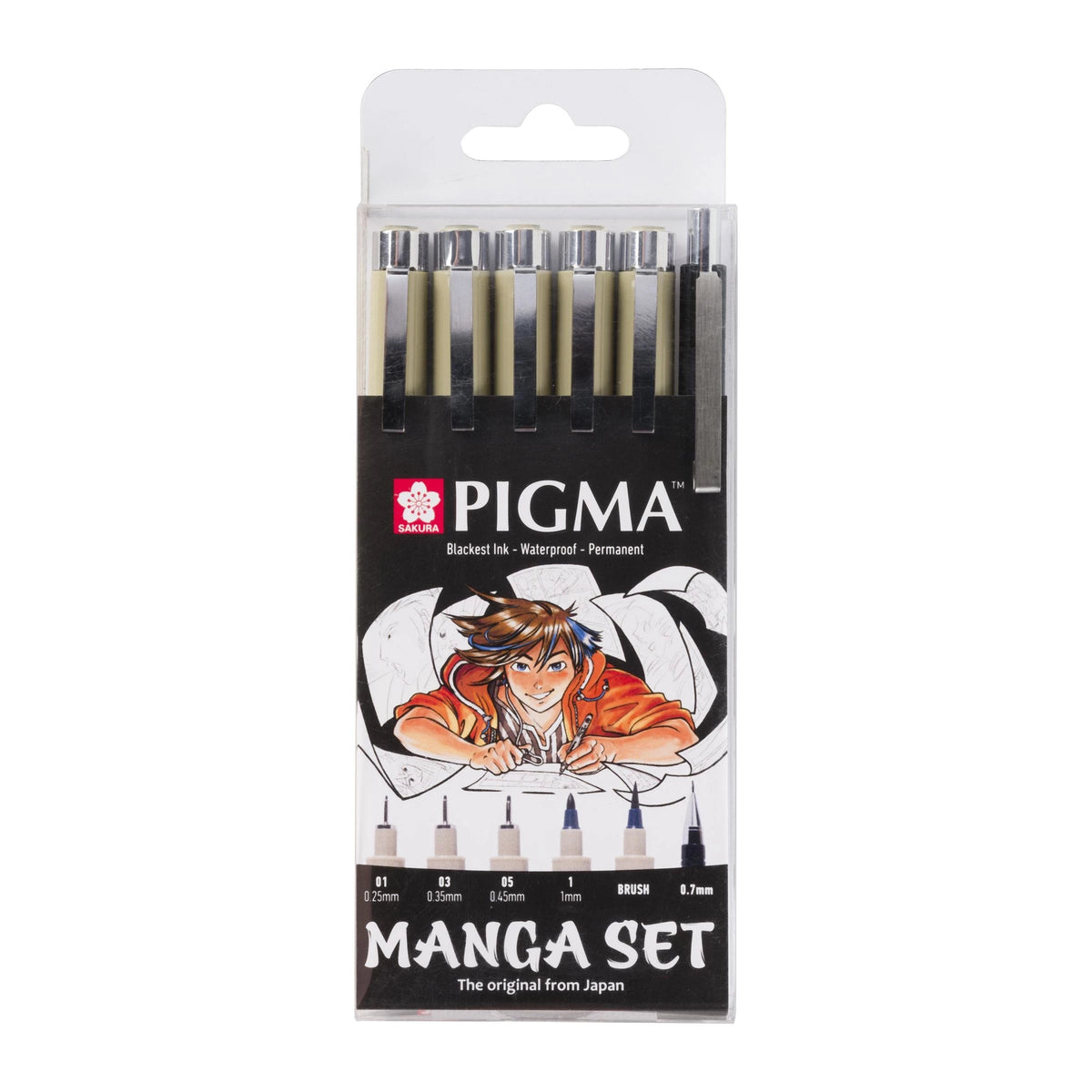 Σετ τεχνικά πενάκια Sakura Pigma Micron Manga - σετ 6 τεμαχίων μαύρο