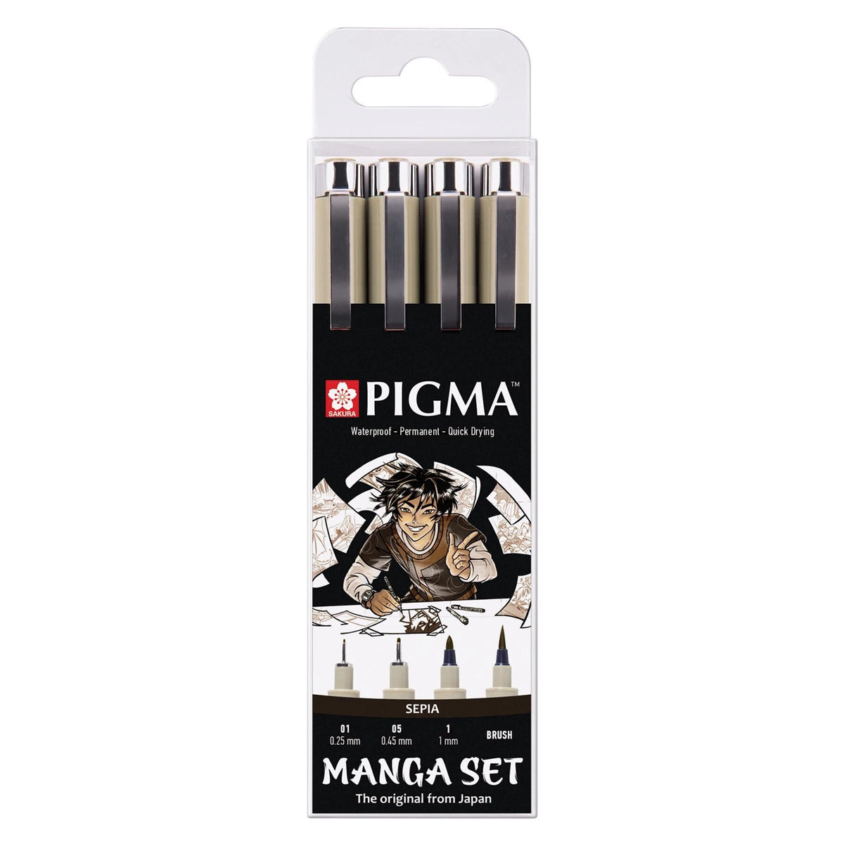 Σετ τεχνικά στυλό Sakura Pigma Micron Manga Sepia 4 τεμ