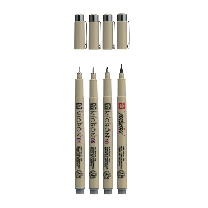 Σετ τεχνικών στυλό Sakura Pigma Micron 3 fineliners a brush pen