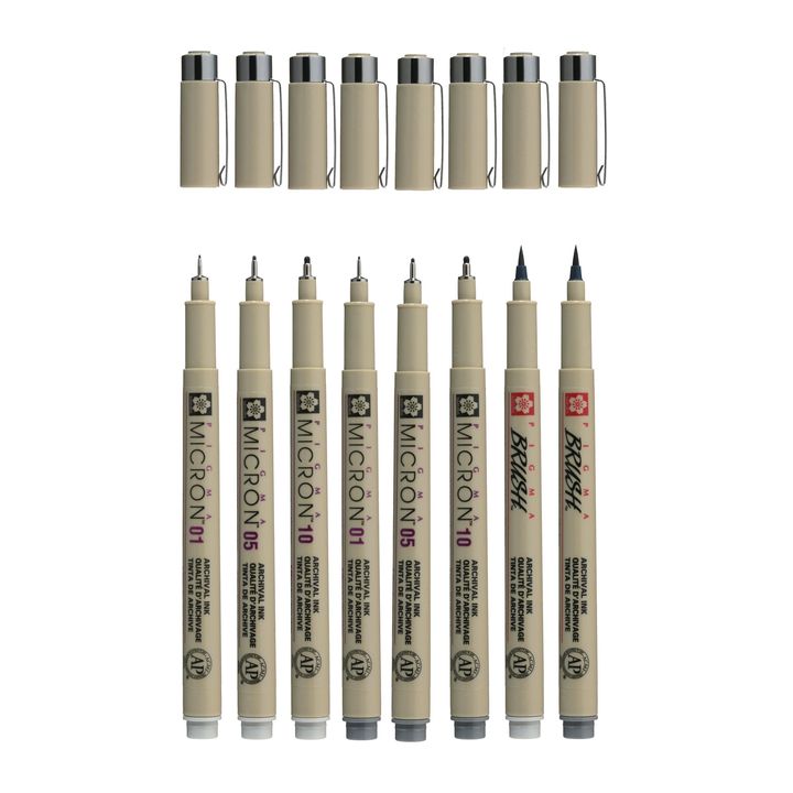 Σετ τεχνικών στυλό Sakura Pigma Micron γκρι αποχρώσεις 8 τεμ.