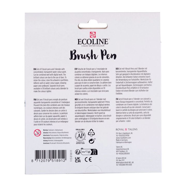 Στυλό ακουαρέλας ECOLINE BRUSH PEN παστέλ 10 τμχ