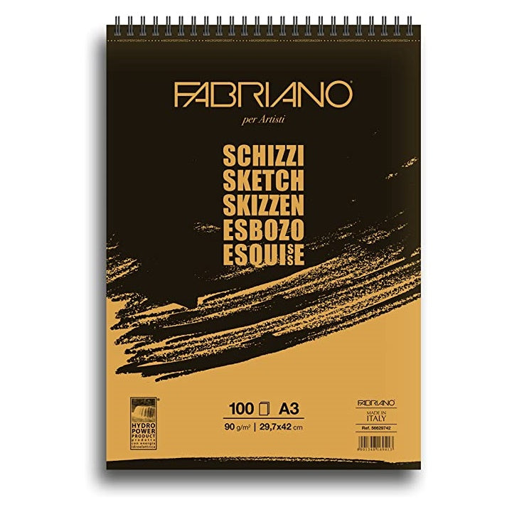 Τετράδιο σκίτσου FABRIANO SKETCH σε σπειροειδή βιβλιοδεσία | διαφορετικές διαστάσεις