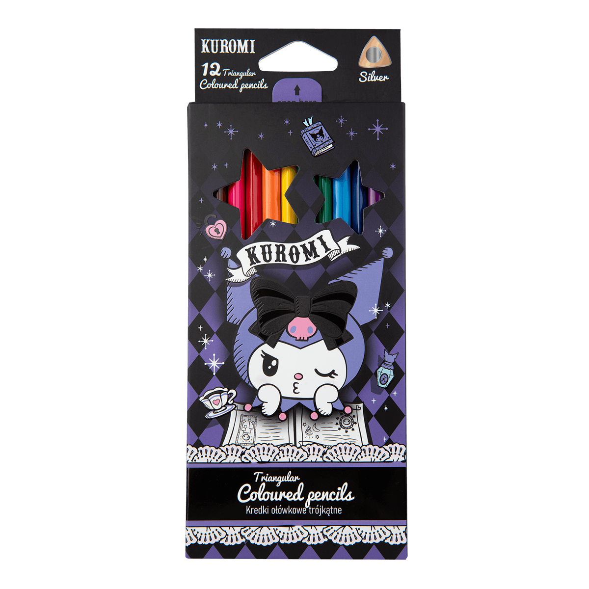 Τριγωνικές ξυλομπογιές Colorino Kuromi, 12 χρώματα