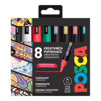 Posca σετ μαρκαδόρων PC-5M CHRISTMAS, 1,8 - 2,5 mm, χριστουγεννιάτικα χρώματα - 8 τμχ