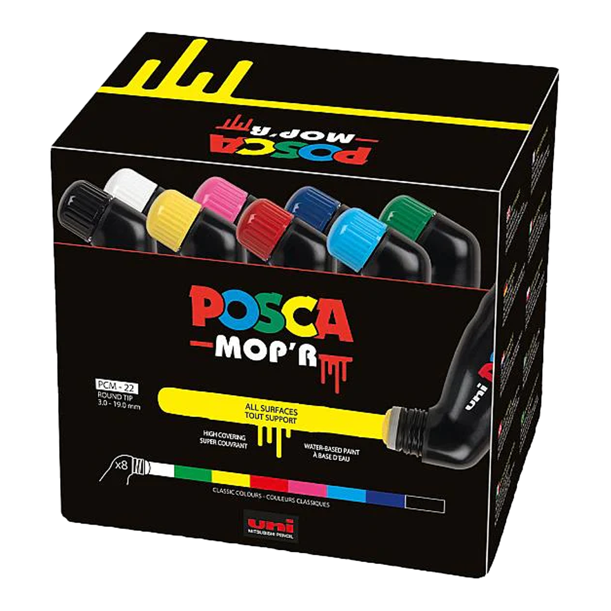 Posca PCM-22 8C MOP´R σετ μαρκαδόρων, 3 – 19 mm, διάφορα χρώματα (8 τμχ)