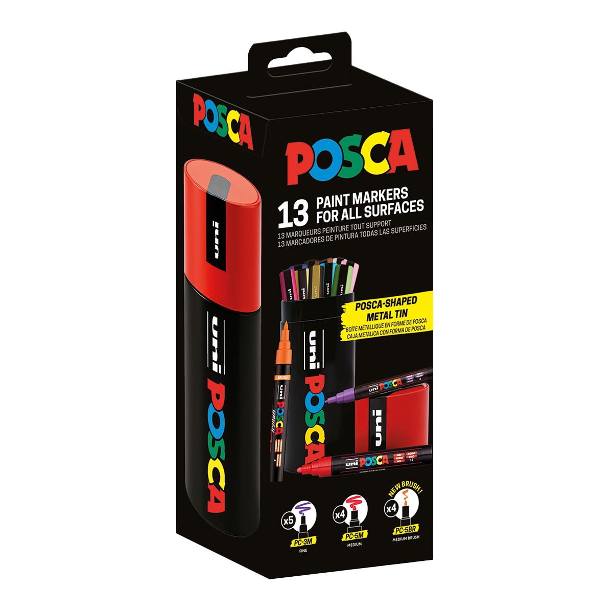 Posca συνδυαστικό σετ μαρκαδόρων σε μεταλλική κασετίνα – 13 τμχ (PC-3M, PC-5M, PC-5BR)