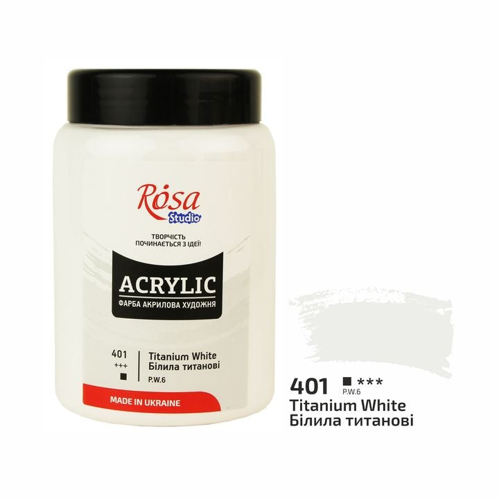 Ακρυλικό χρώμα, 400 ml, ROSA STUDIO – Τιτανίου λευκό (401)