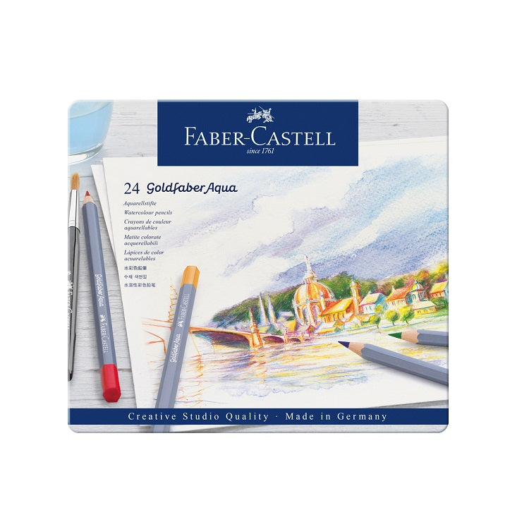 Ξυλομπογιες ακουαρελας Goldfaber Aqua σετ 24 χρώματα - μεταλλική θήκη