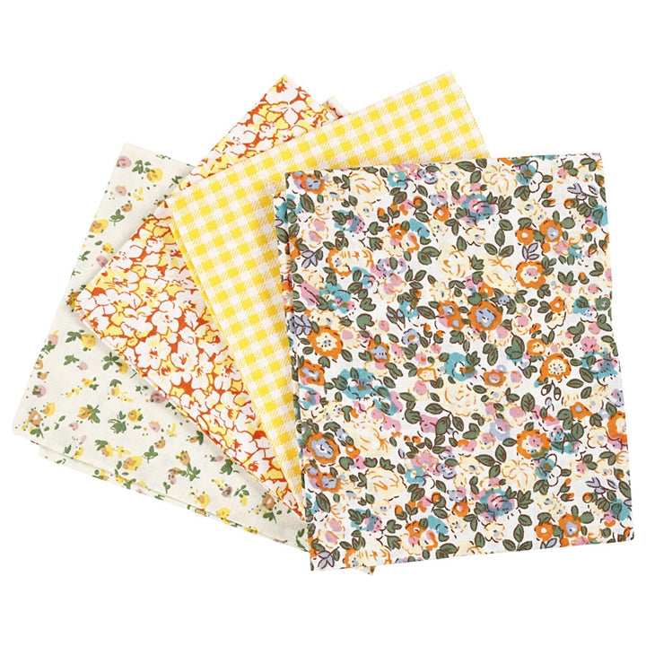 Ύφασμα για patchwork - κίτρινο - 4 τεμάχεια - 45 x 55 εκ