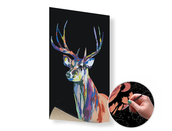 Ζωγραφική με αριθμούς COLOURFUL DEER | χαμηλή δυσκολία SPECIAL BLACK EDITION