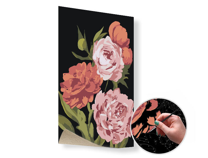 Ζωγραφική με αριθμούς FLOWER GARDEN | χαμηλή δυσκολία SPECIAL BLACK EDITION