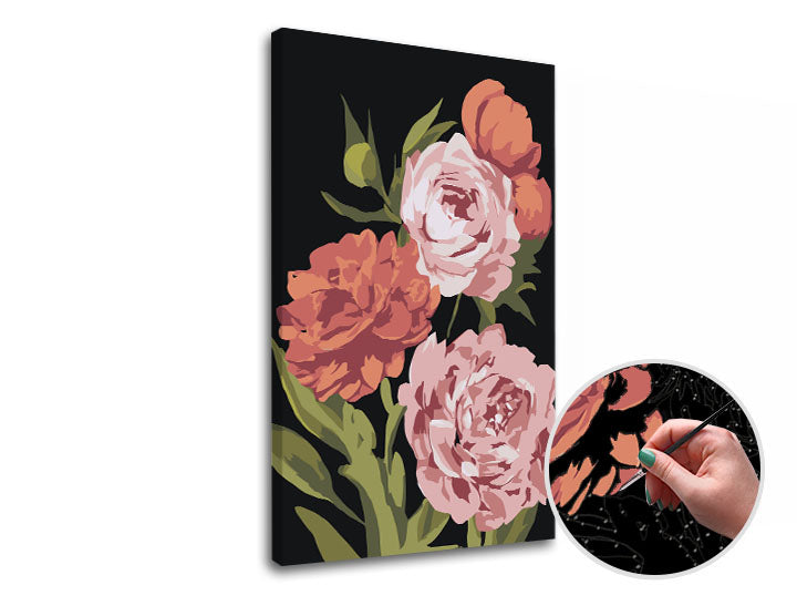 Ζωγραφική με αριθμούς FLOWER GARDEN | χαμηλή δυσκολία SPECIAL BLACK EDITION