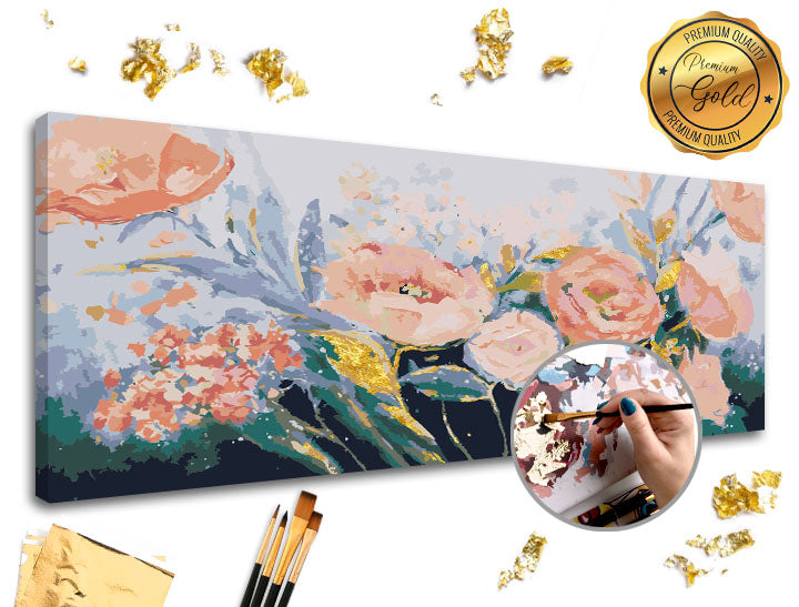 Ζωγραφική με αριθμούς PREMIUM GOLD | Κήπος με τριαντάφυλλα