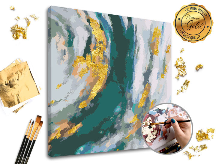 Ζωγραφική με αριθμούς PREMIUM GOLD | Τυρκουάζ φαντασία