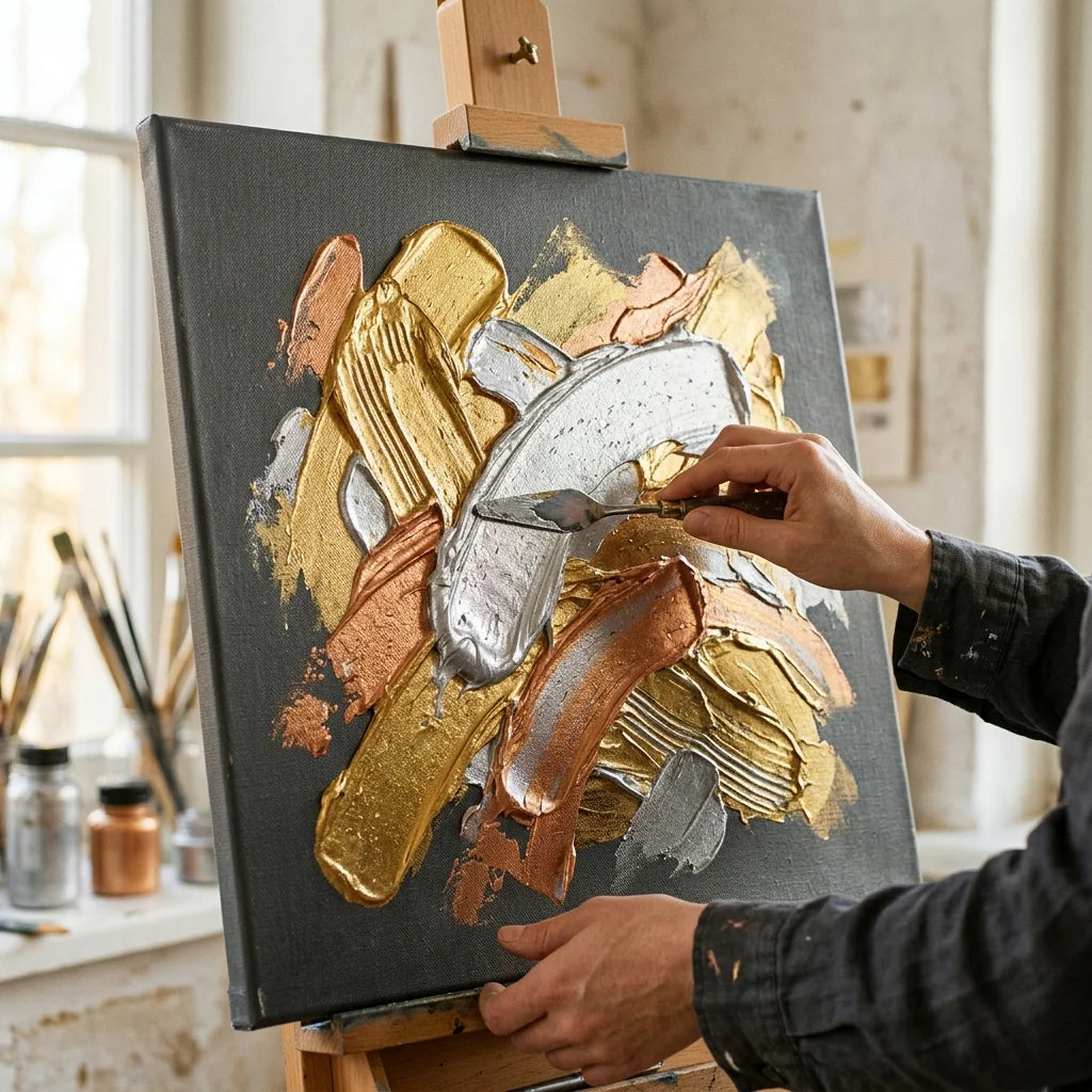 Μεταλλικό impasto με σπάτουλα