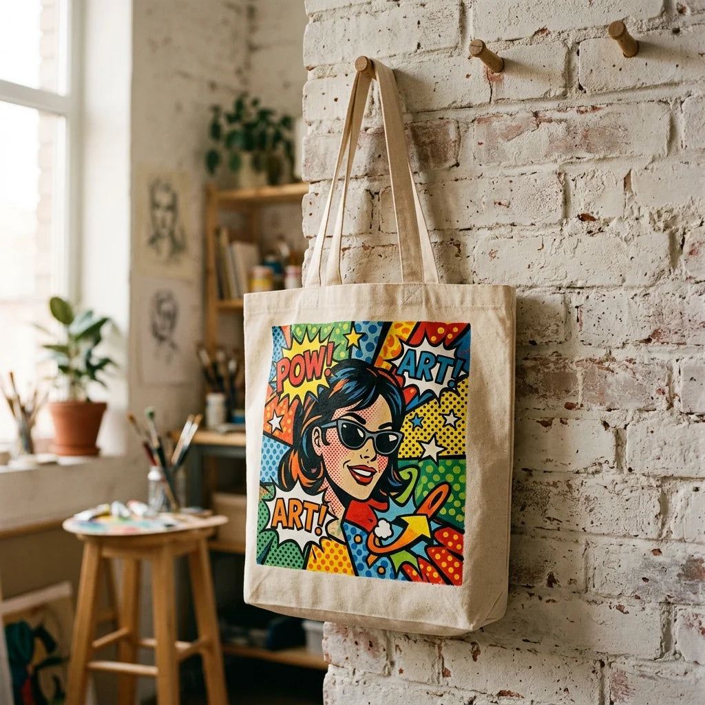 Τσάντα με μοτίβο pop-art ζωγραφισμένη με ακρυλικό