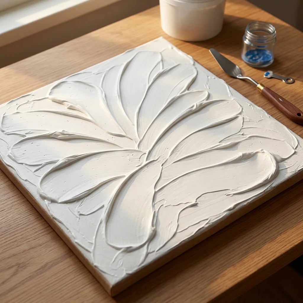 Δομικό φόντο για ακρυλικά με πάστα Butter — λευκές κινήσεις σπάτουλας