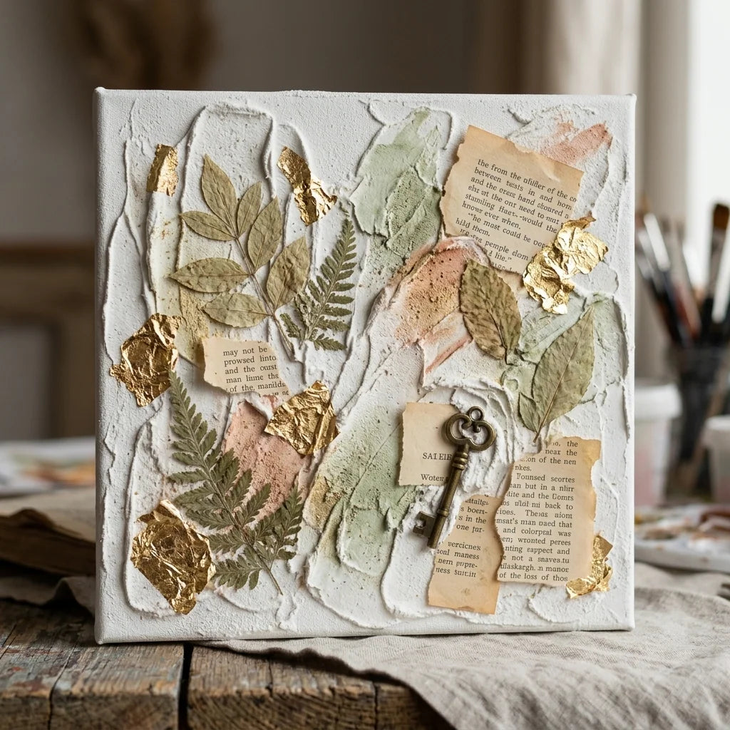 Mixed media κολάζ με 3D πάστα υφής για μοντελοποίηση ARTMIE