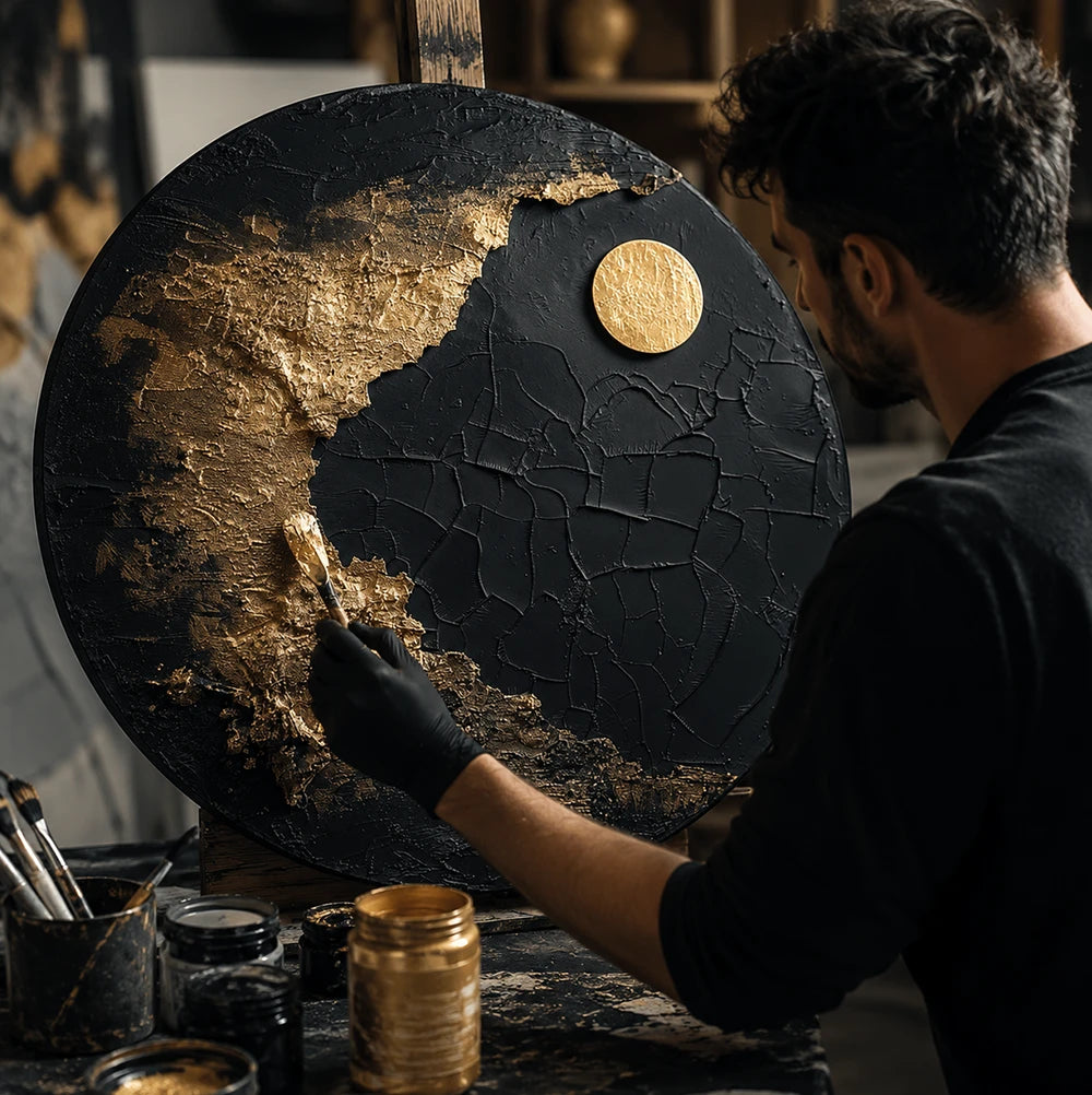Μεταλλική τέχνη σε στρογγυλό καμβά ARTMIE