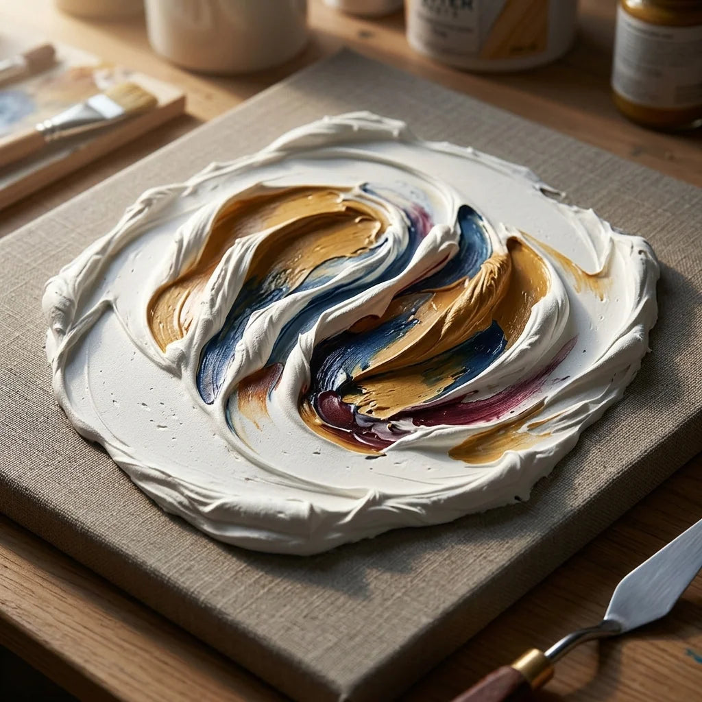 Υφές impasto με 3D πάστα ανάγλυφης μοντελοποίησης ARTMIE Butter — σπάτουλα σε καμβά